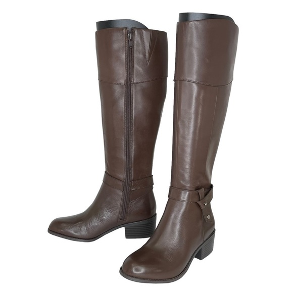 Alfani Berniee Brown Leather Knee High Womens Boots Size 5M - Picture 9 of 11